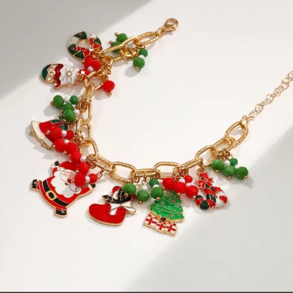 Jingle Bells & Santa Charms Christmas Bracelet